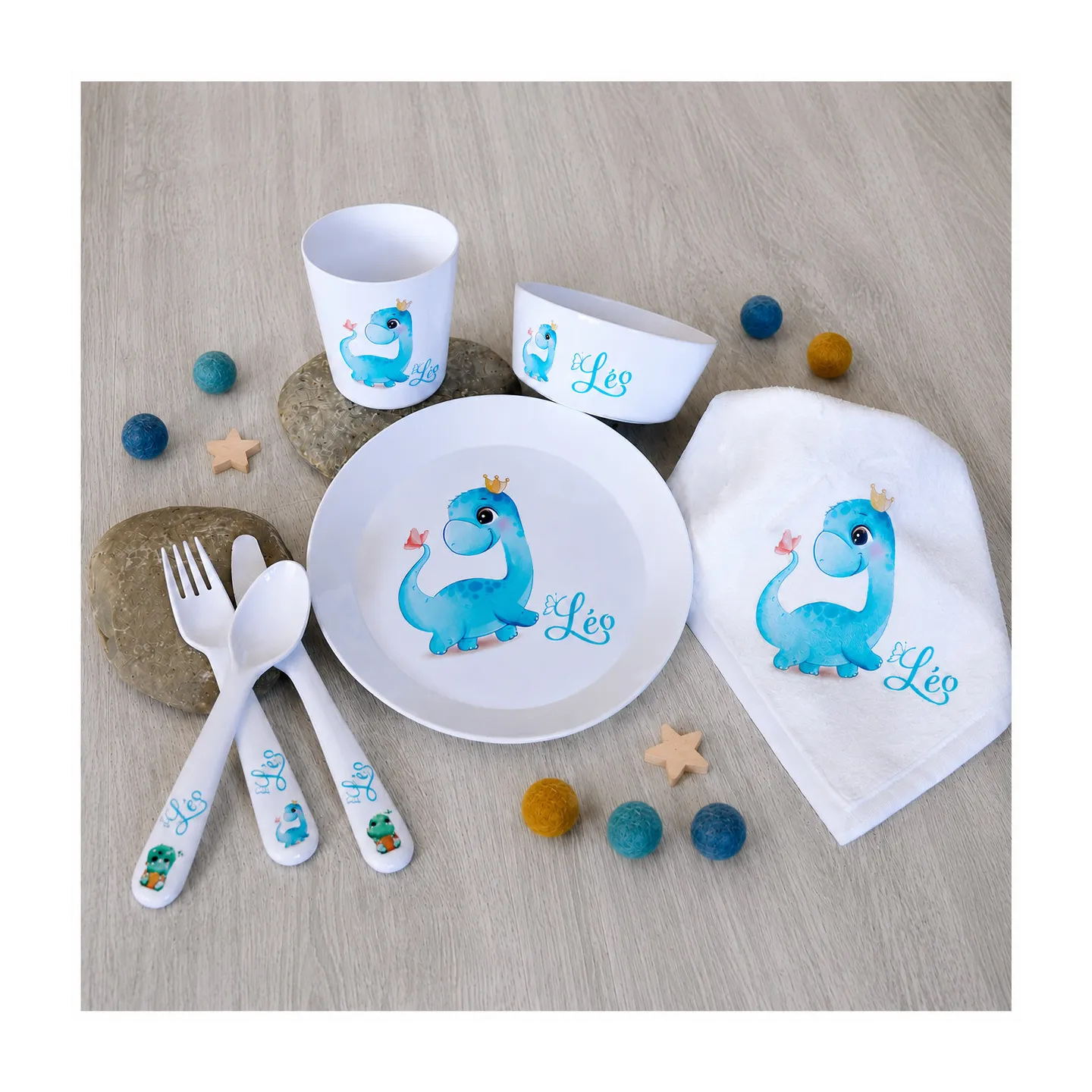 Set repas bébé personnalisé dinosaure | Ketali création