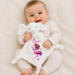 Doudou éléphant personnalisé avec prénom animaux arc-en-ciel| Ketali