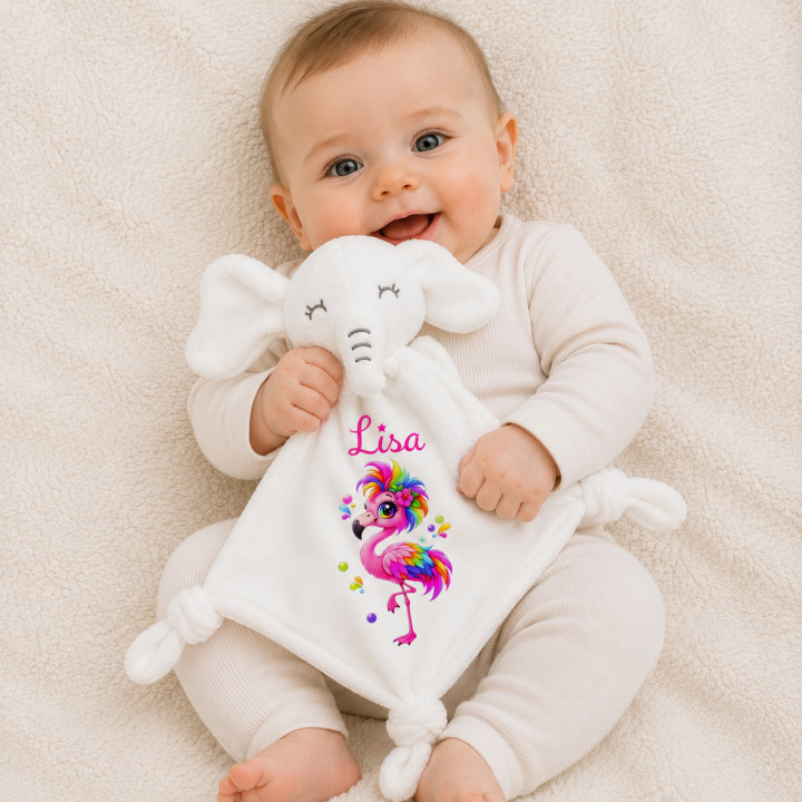 Doudou éléphant personnalisé avec prénom animaux arc-en-ciel| Ketali