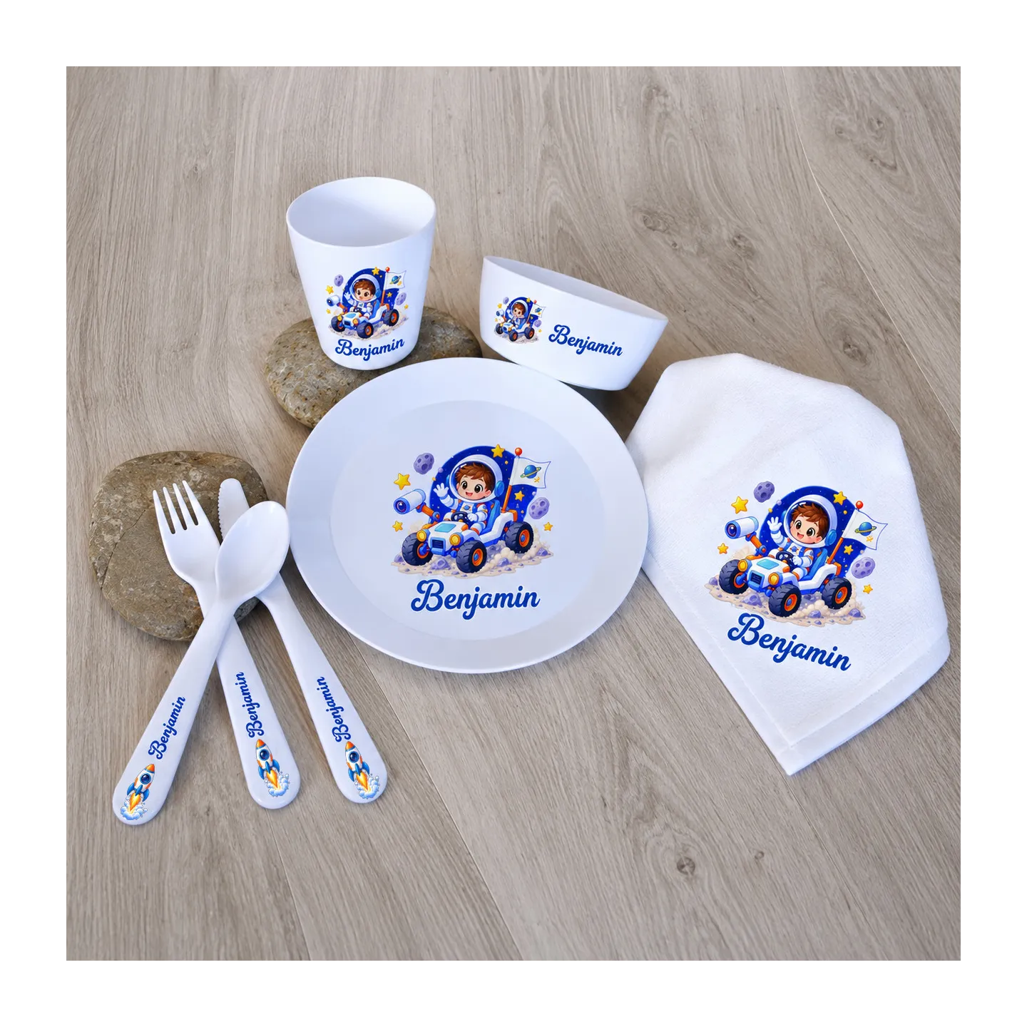 Set repas bébé personnalisé espace astronaute | Ketali création