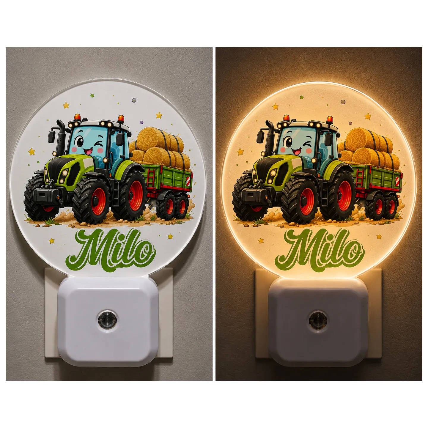 Veilleuse murale personnalisée bébé enfant tracteur de la ferme | Ketali Création