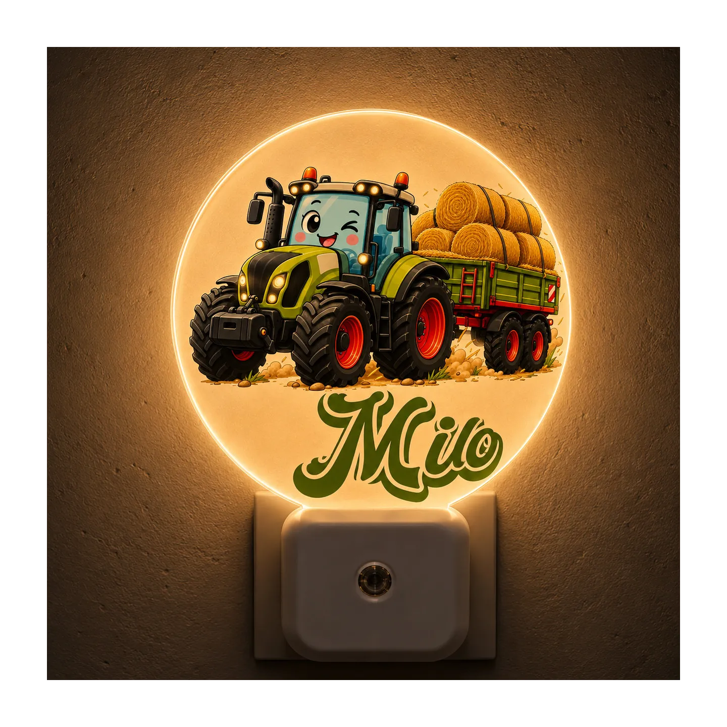 Veilleuse murale personnalisée bébé enfant tracteur de la ferme | Ketali Création