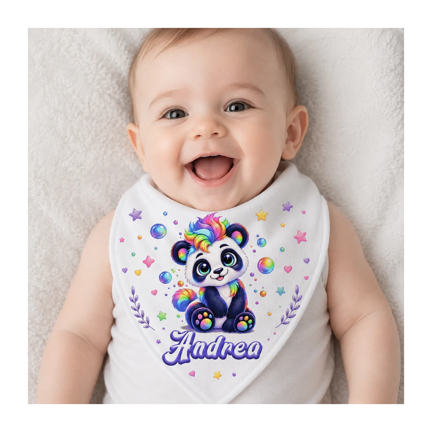 Bavoir bandana personnalisé animaux arc-en-ciel | Ketali