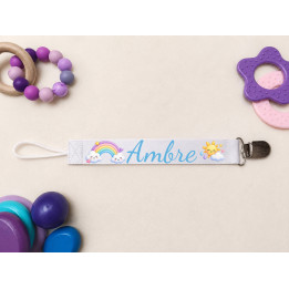 Attache-sucette arc-en-ciel personnalisée prénom bébé | Ketali