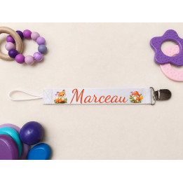 Attache-sucette reanard personnalisée prénom bébé | Ketali