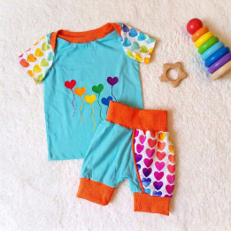 Ensemble 2 - 4 Ans Short T-shirt bébé ballons coeur | Ketali