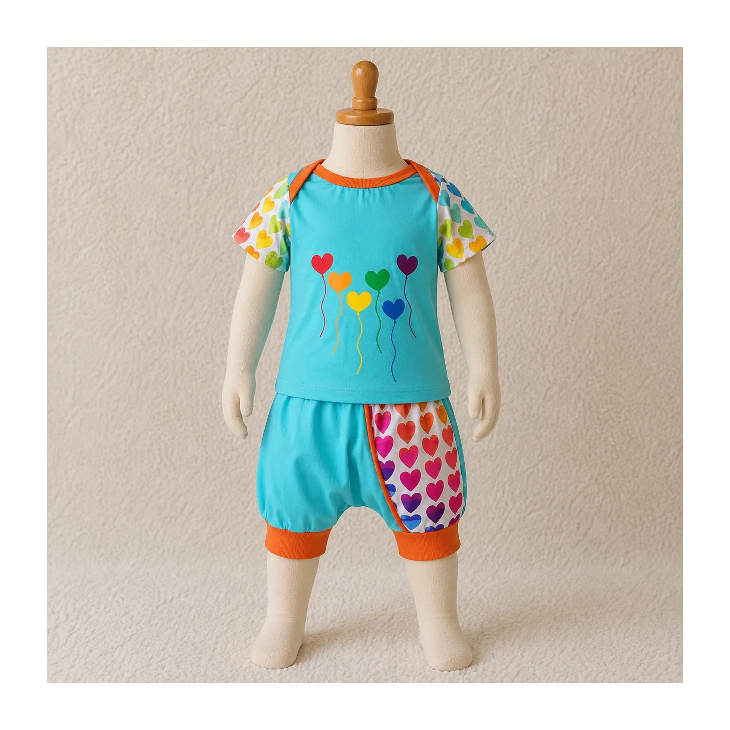 Ensemble 2 - 4 Ans Short T-shirt bébé ballons coeur | Ketali