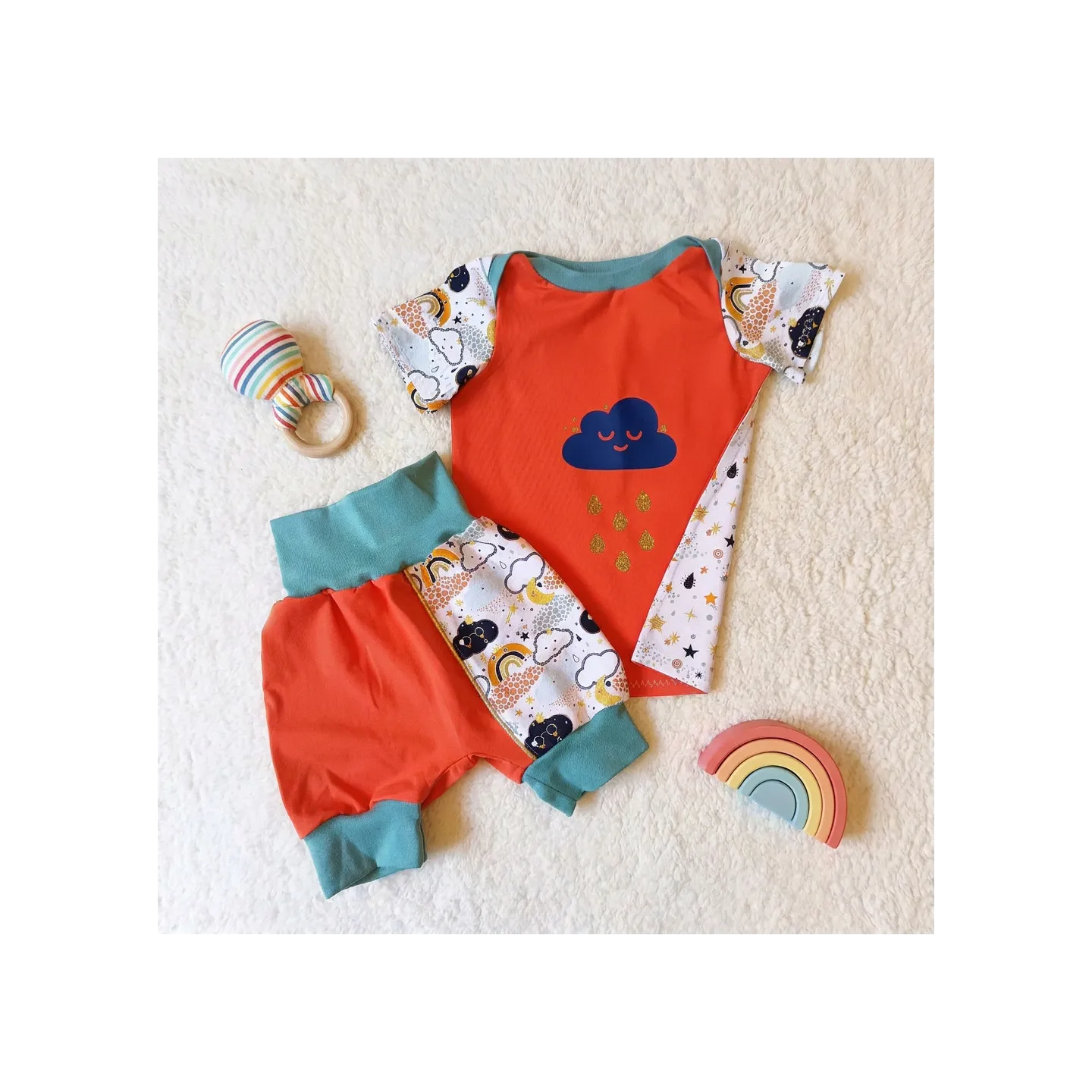 Ensemble 2 - 4 Ans Short T-shirt bébé Météo arc-en-ciel | Ketali