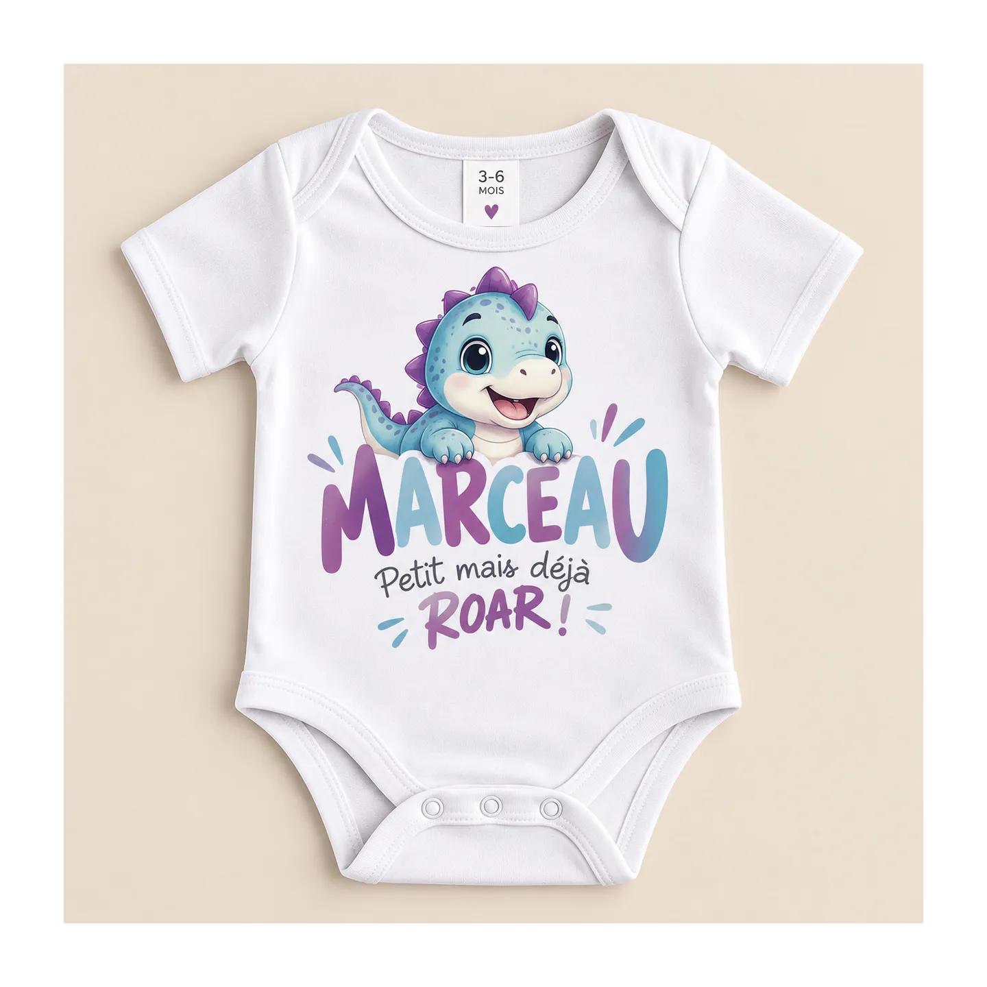 Body bébé personnalisé prénom dinosaure | Ketali