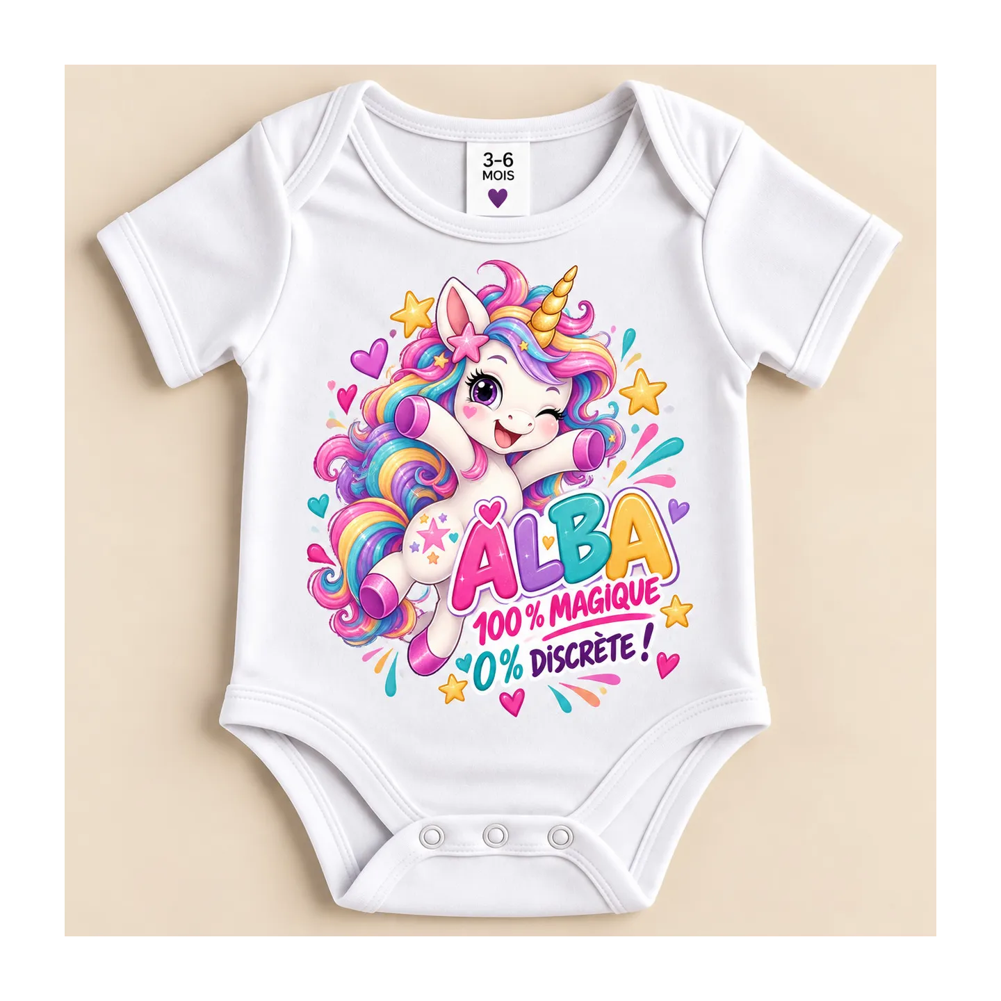 Body bébé personnalisé licorne prénom | Ketali